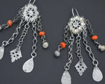 Uzbek Coral Earrings with Dangles