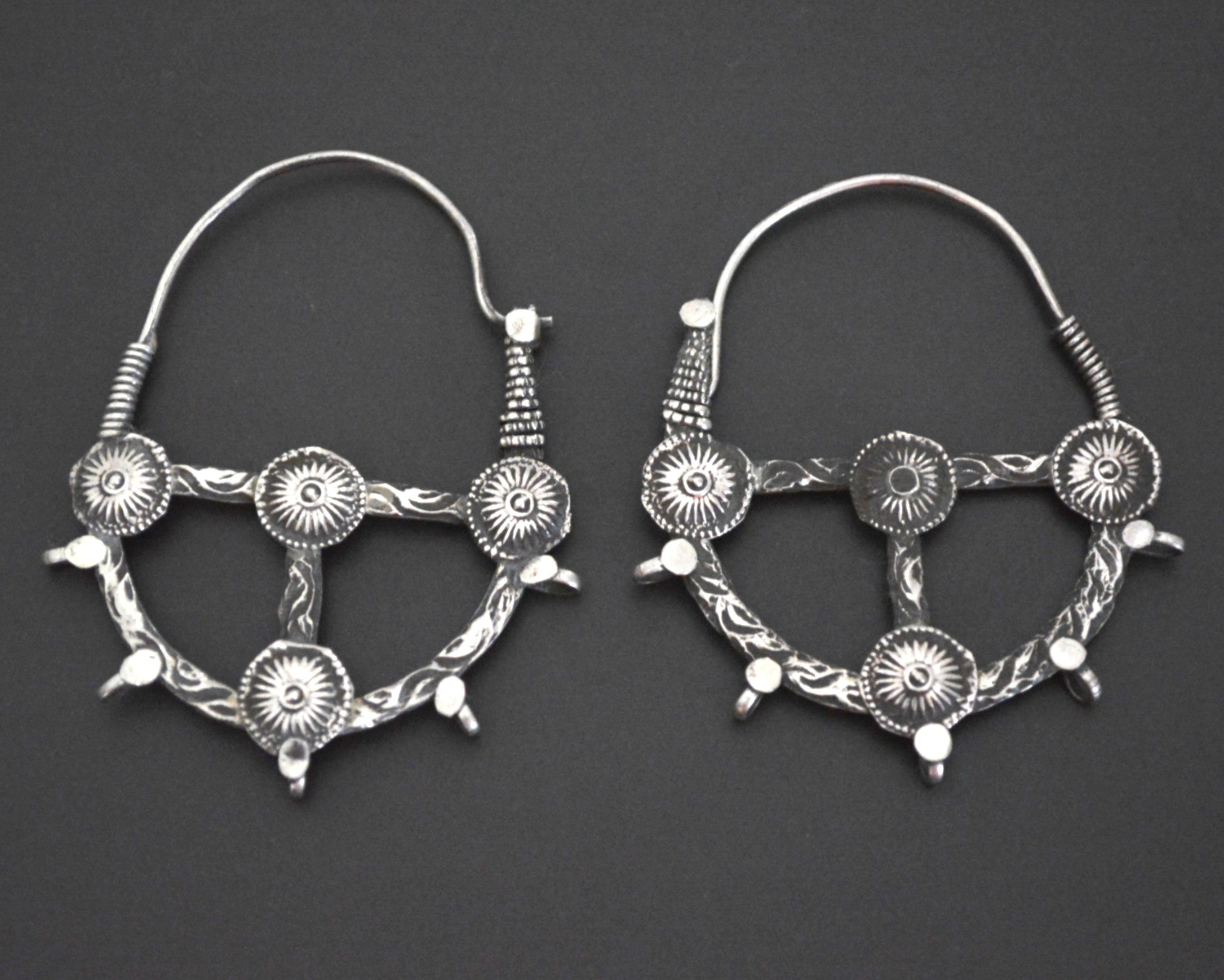 Afghani Tribal Hoop Earrings with Discs