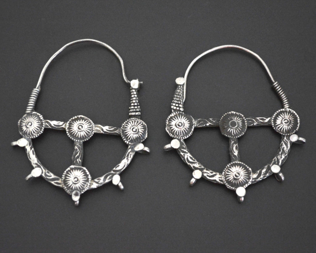 Afghani Tribal Hoop Earrings with Discs