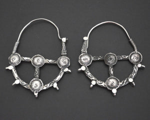 Afghani Tribal Hoop Earrings with Discs