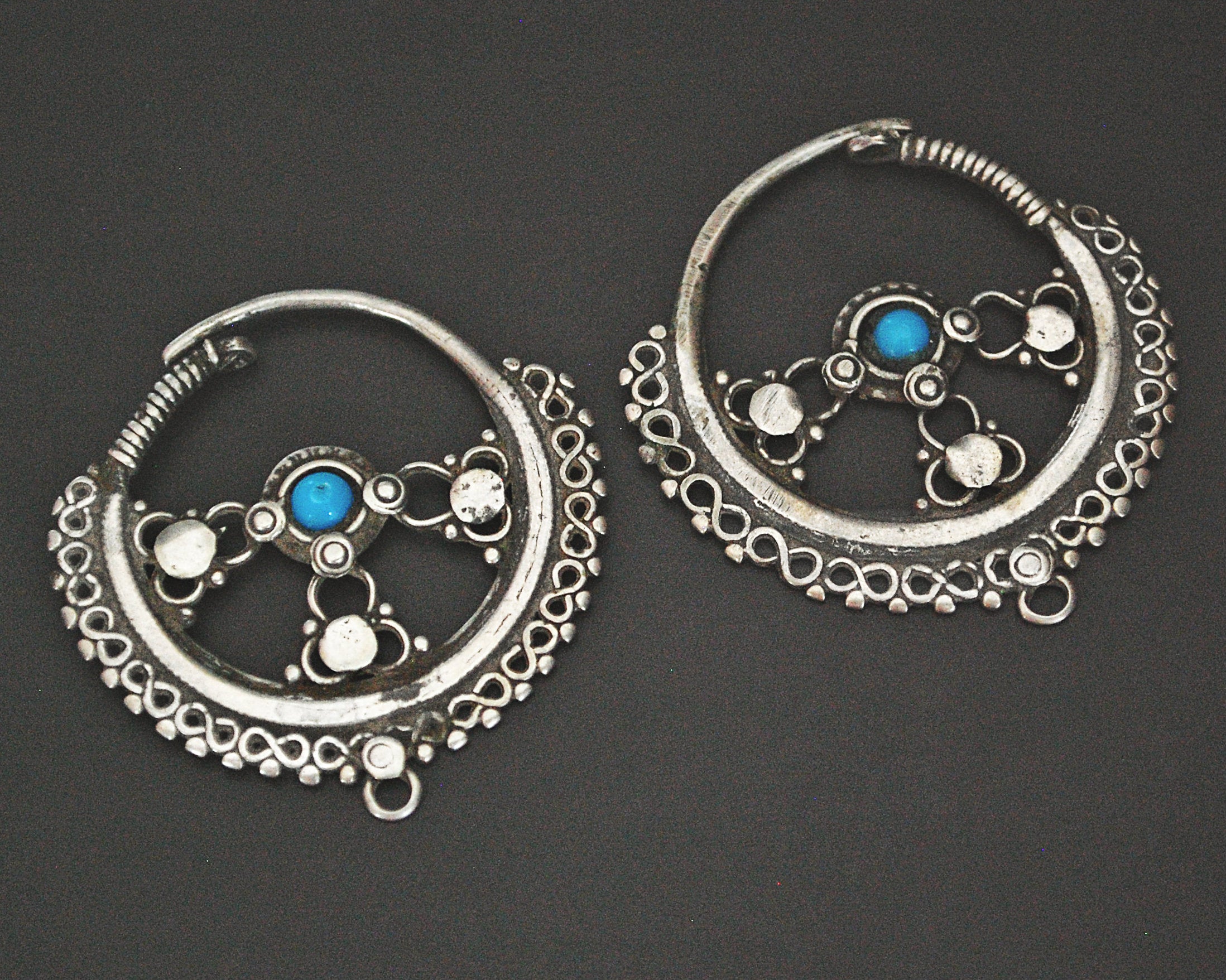 Afghani Hoop Earrings with Turquoise