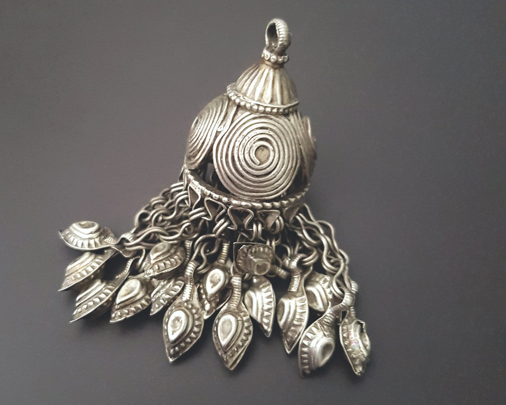 Old Uzbek Silver Tassel Pendant