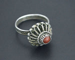 Croatian Coral Silver Ring - Size 6.5