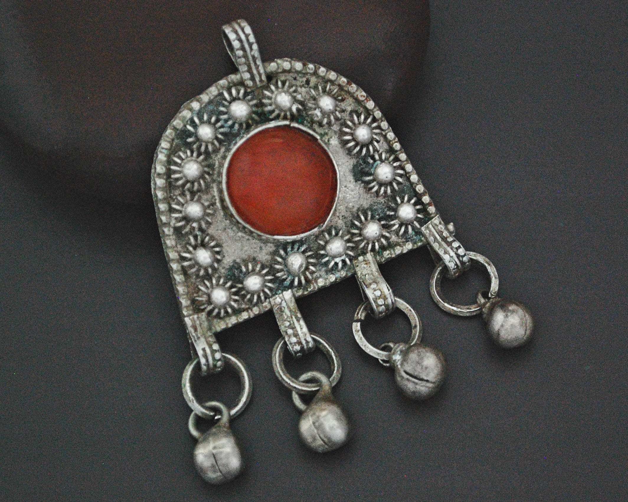 Old Yemeni Carnelian Pendant with Bells