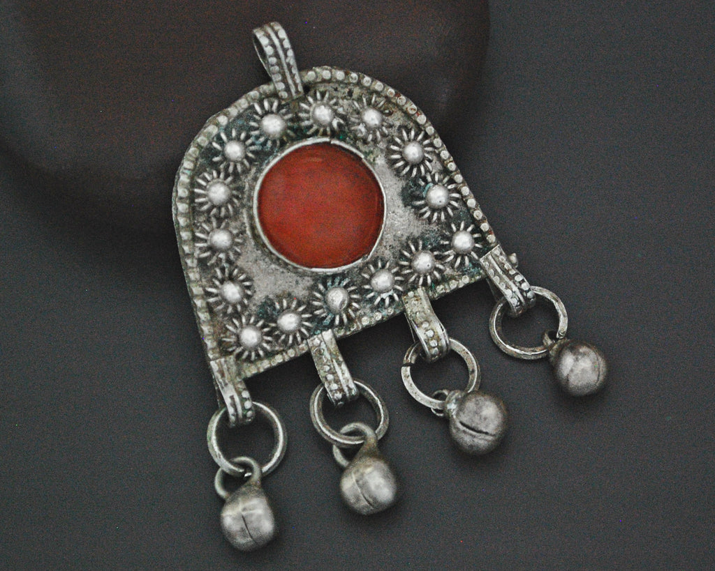 Old Yemeni Carnelian Pendant with Bells