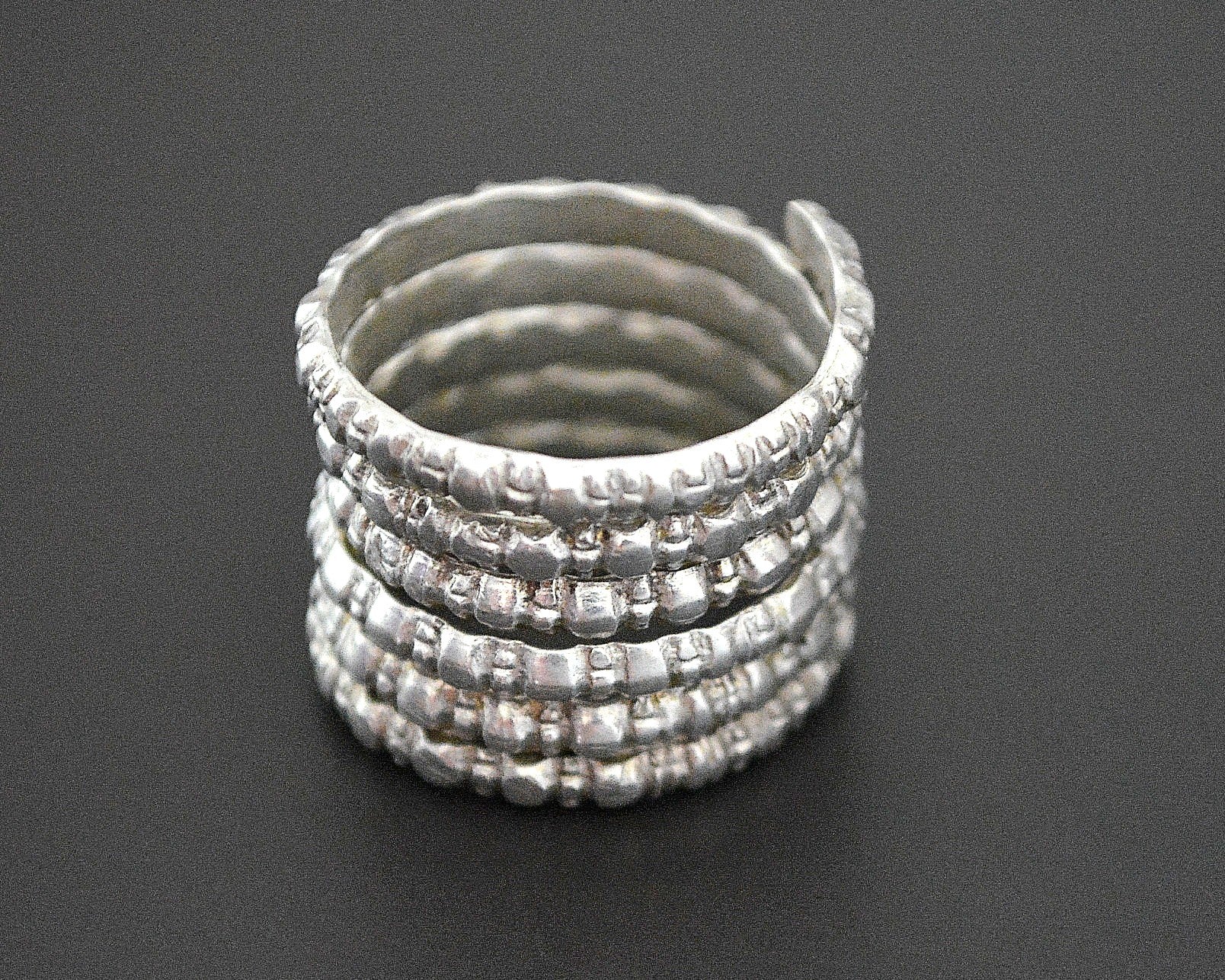 Old Wide Tribal Coil Ring - Size 7.5