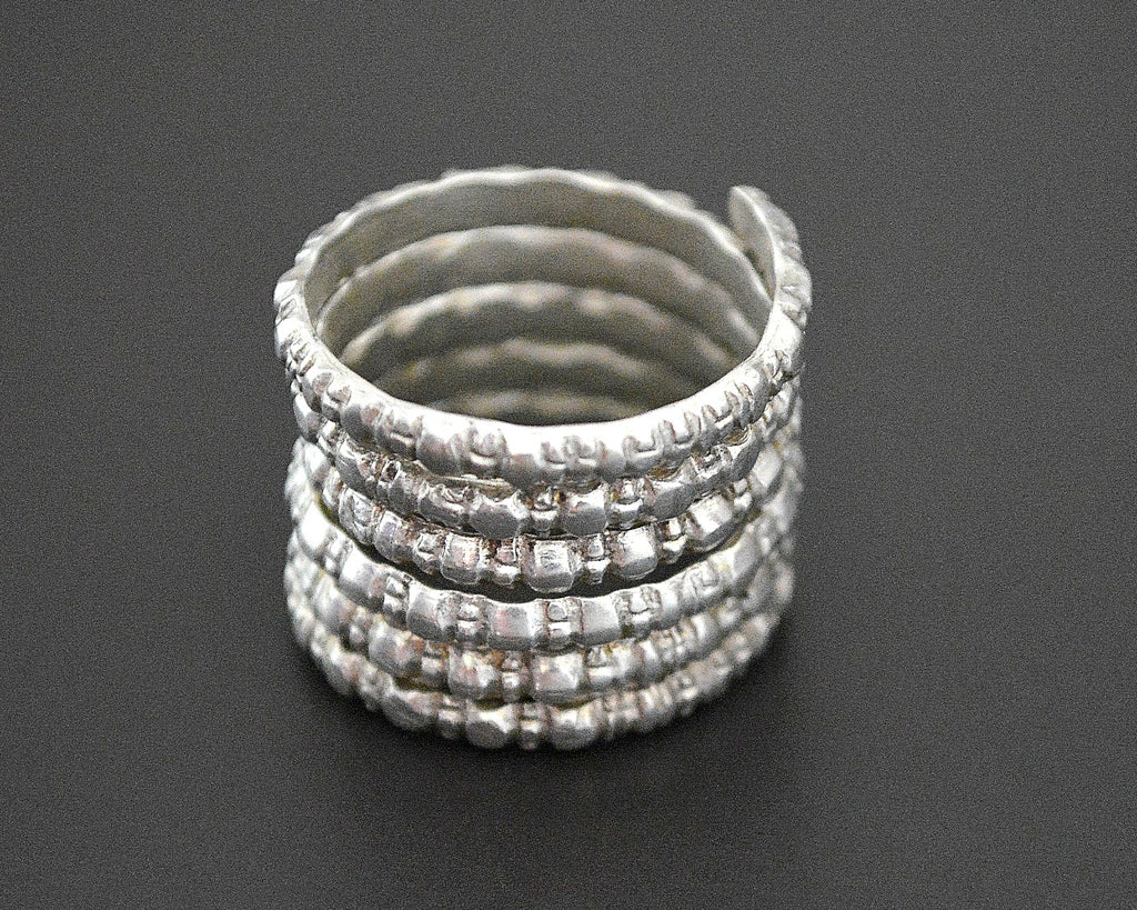 Old Wide Tribal Coil Ring - Size 7.5