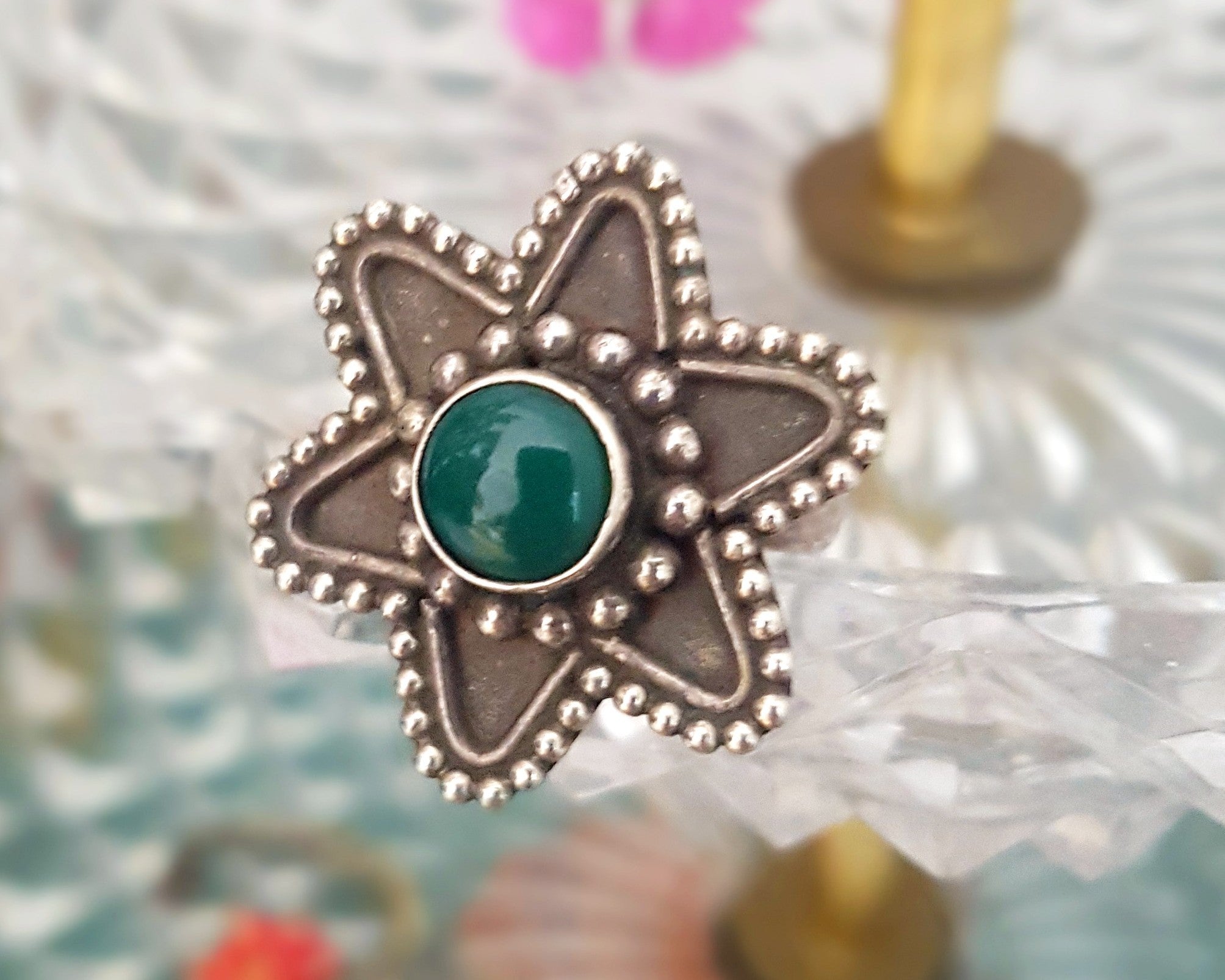 Ethnic Aventurine Ring from India - Size 6.5