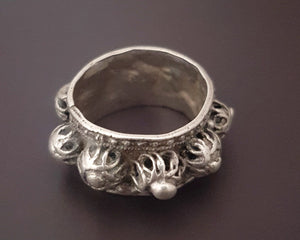 Old Yemeni Silver Band Ring - Size 8