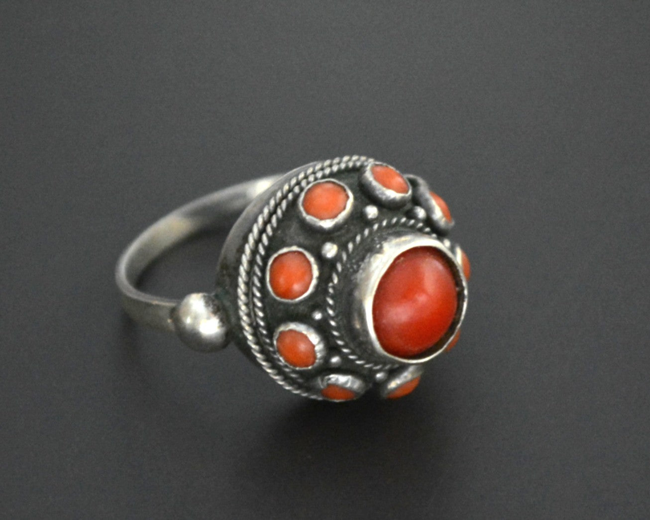 Openable Ethnic Coral Ring - Size 7