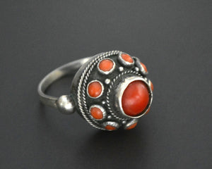 Openable Ethnic Coral Ring - Size 7