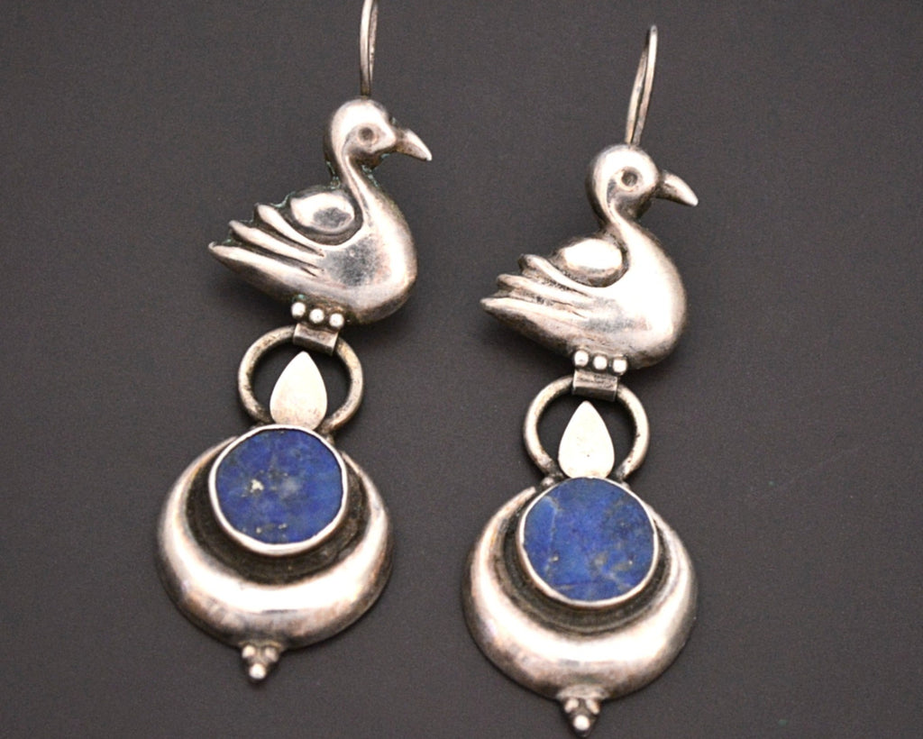 Indian Lapis Lazuli Swan Earrings