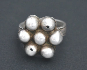 Old Rajasthani Silver Flower Ring - Size 6.75
