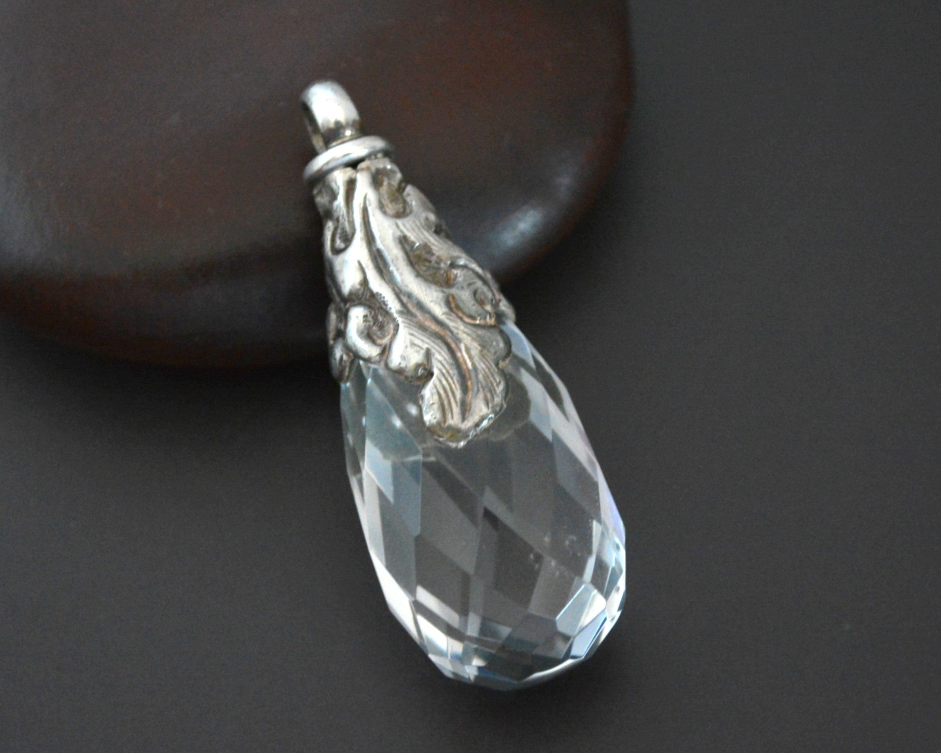 Himalayan Crystal Quartz Pendant with Repoussee Cap