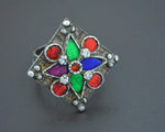 Afghani Ring with Glass Stones - Size 6.5