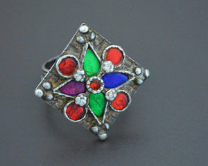 Afghani Ring with Glass Stones - Size 6.5