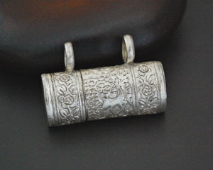 Openable Silver Box Amulet Pendant with Deer and Flowers