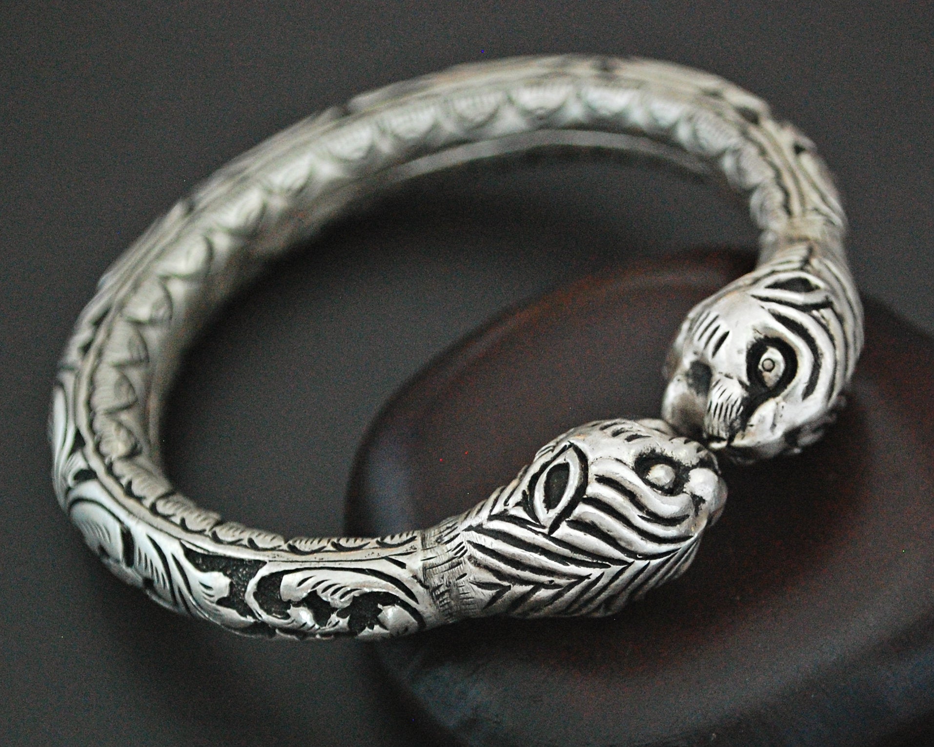 Rajasthani Tiger Silver Repoussee Bracelet