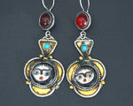 Afghani Dangle Earrings with Face Beads