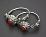 Afghani Tribal Hoop Earrings with Glass