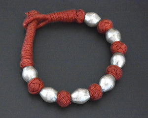 Rajasthani Silver Cotton Dusty Rose Bracelet
