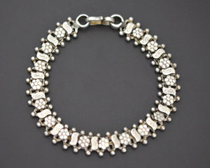 Rajasthani Silver Flower Link Bracelet