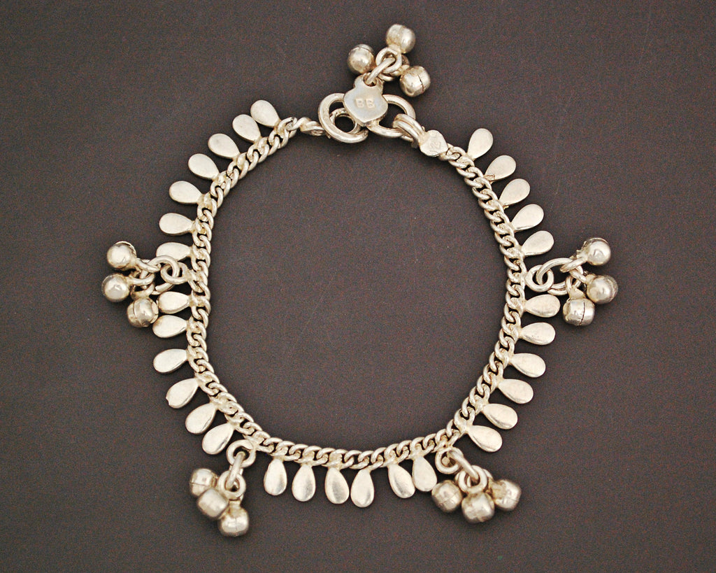 Rajasthani Silver Bracelet with Bells - SMALL