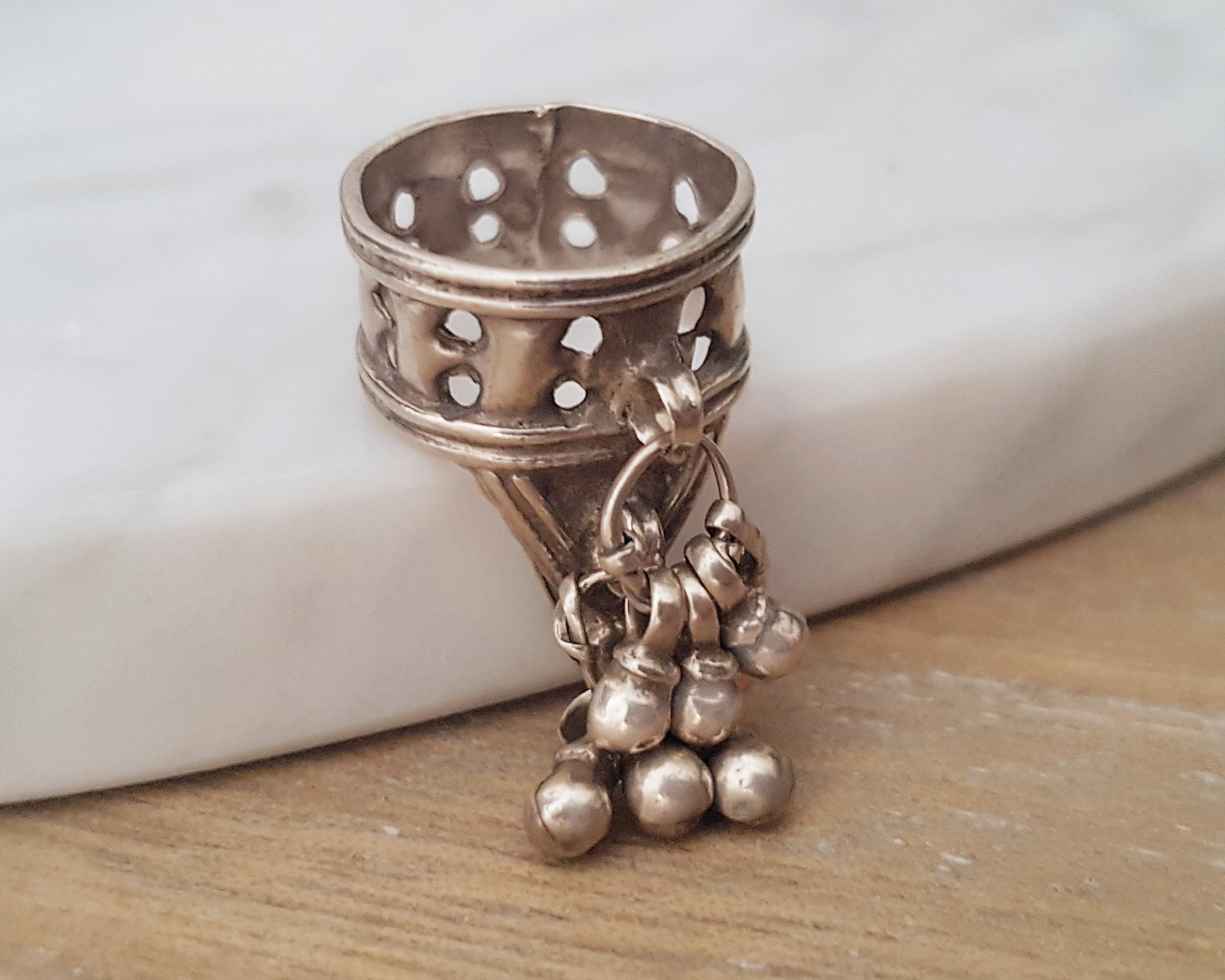Rajasthani Silver Ring with Bells - Size 5.5