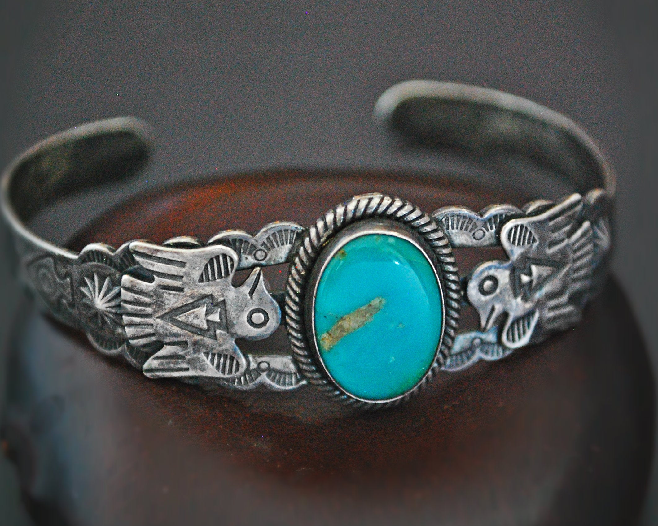 Native American Thunderbird Turquoise Bracelet - XS