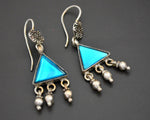 Rajasthani Earrings with Blue Glass and Bells