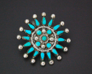 Zuni Petit Point Turquoise Pendant Brooch