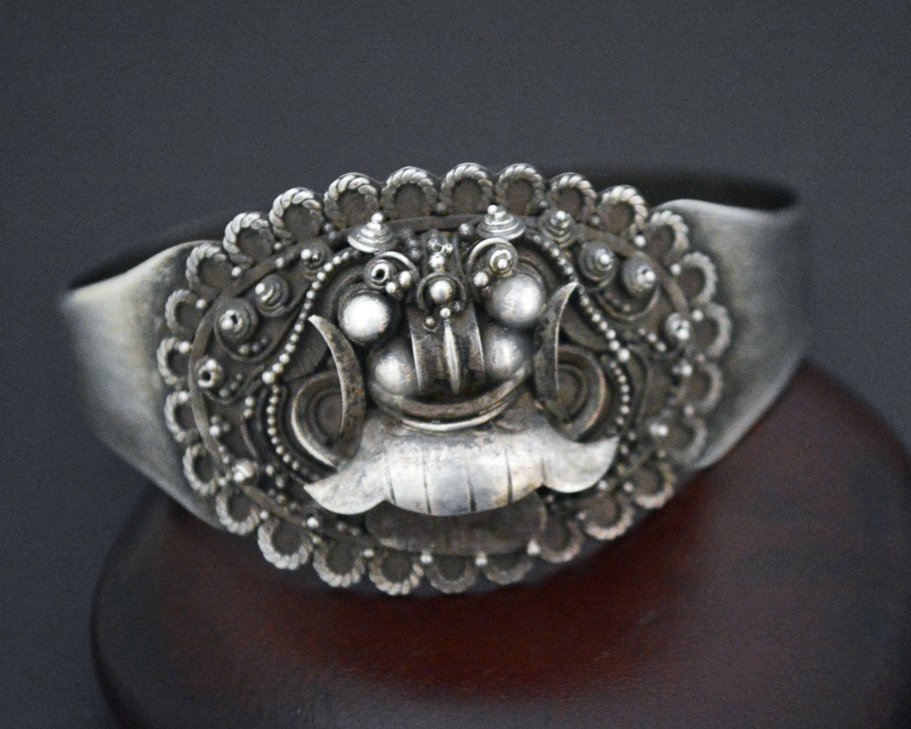 Old Silver Barong Cuff Bracelet from Bali