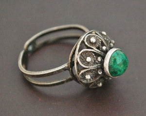 Balkan Filigree Malachite Ring - Size 8+
