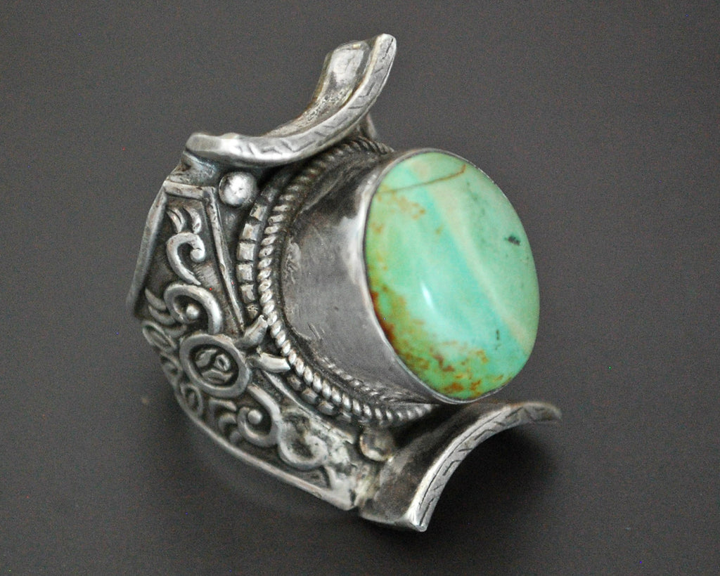 Gorgeous Nepali Turquoise Saddle Ring - Size 10