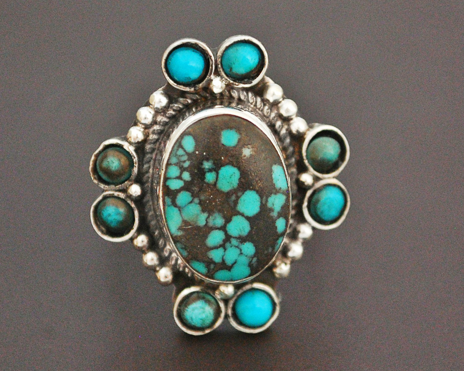Ethnic Turquoise Ring from India - Size 9.5