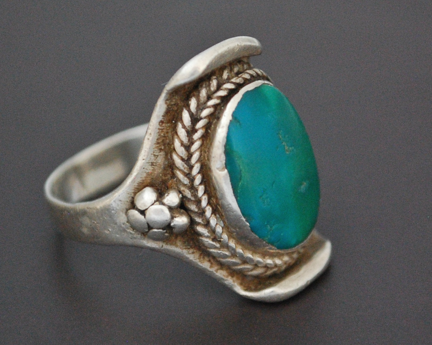 Nepali Turquoise Saddle Ring - Size 7.5