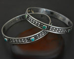 Ethnic Turquoise Bangle Bracelet - PAIR