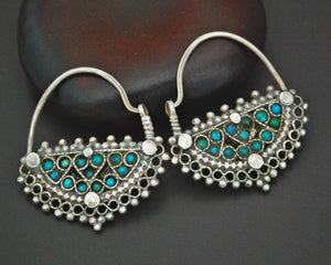 Afghani Hoop Earrings with Turquoise