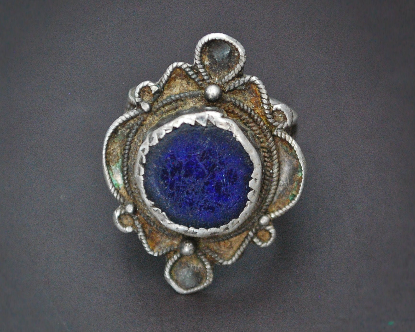 Berber Ring with Blue Stone - Size 8.5