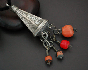 Berber Silver Coral Pendant from Morocco