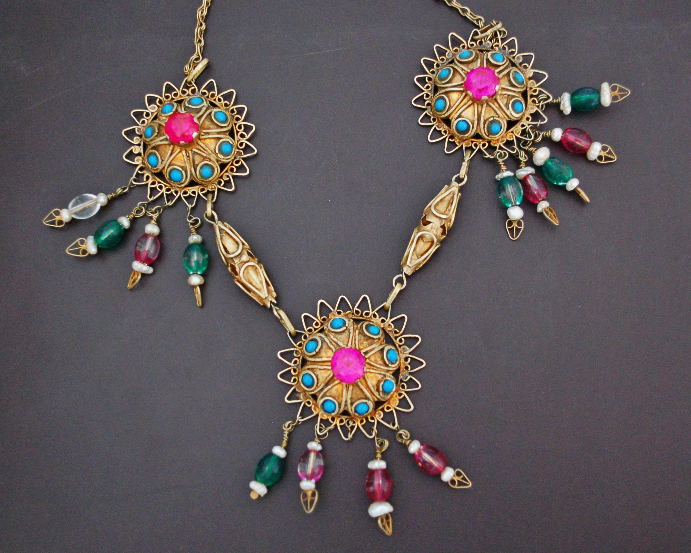 Gilded Uzbek Necklace with Stones