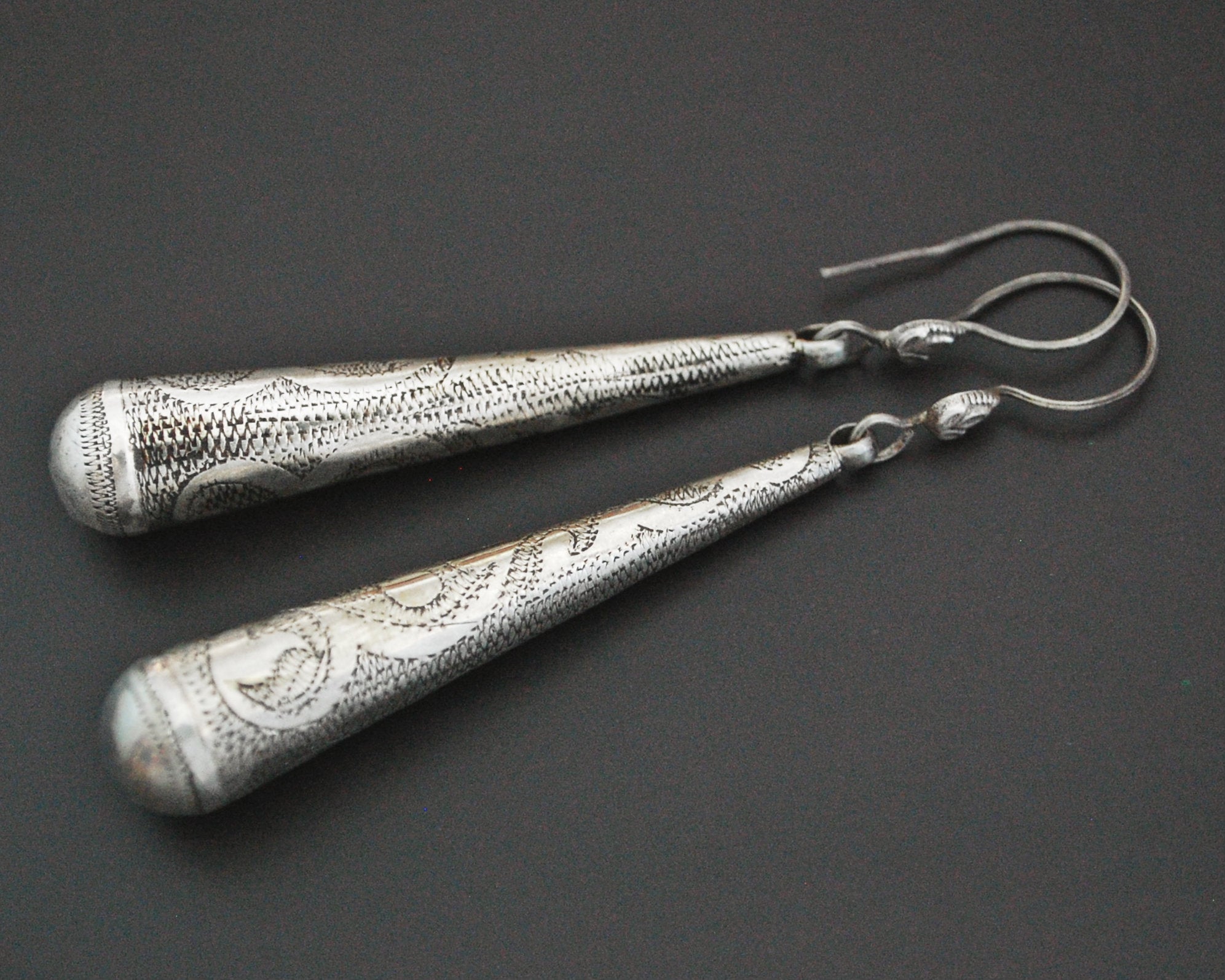 Silver Cone Dangle Earrings