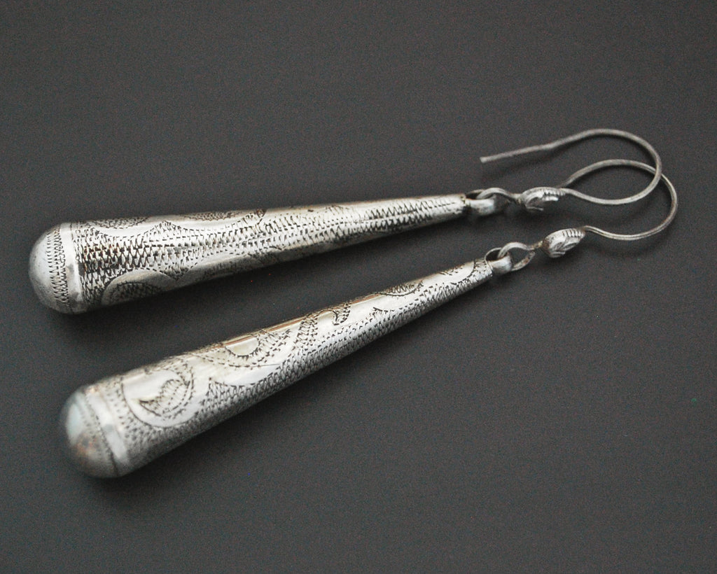 Silver Cone Dangle Earrings