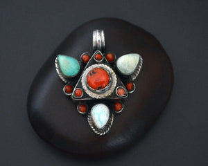 Nepali Turquoise Coral Pendant