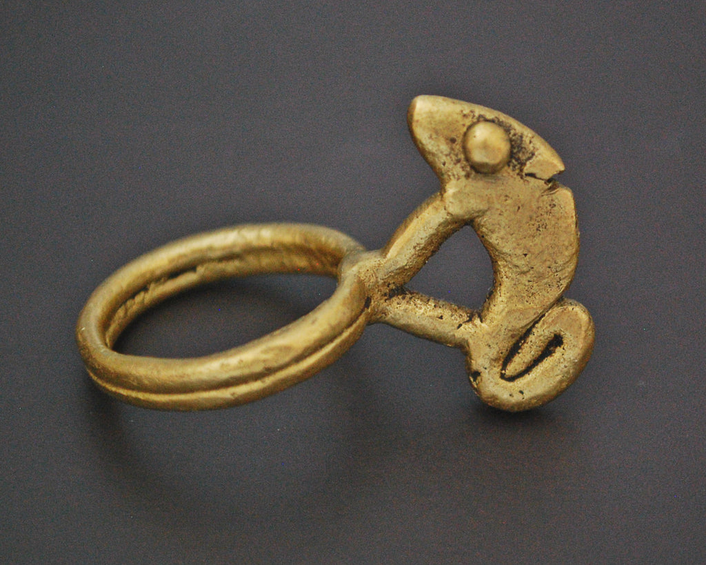 Old Lobi Chameleon Brass Ring - Size 8.75