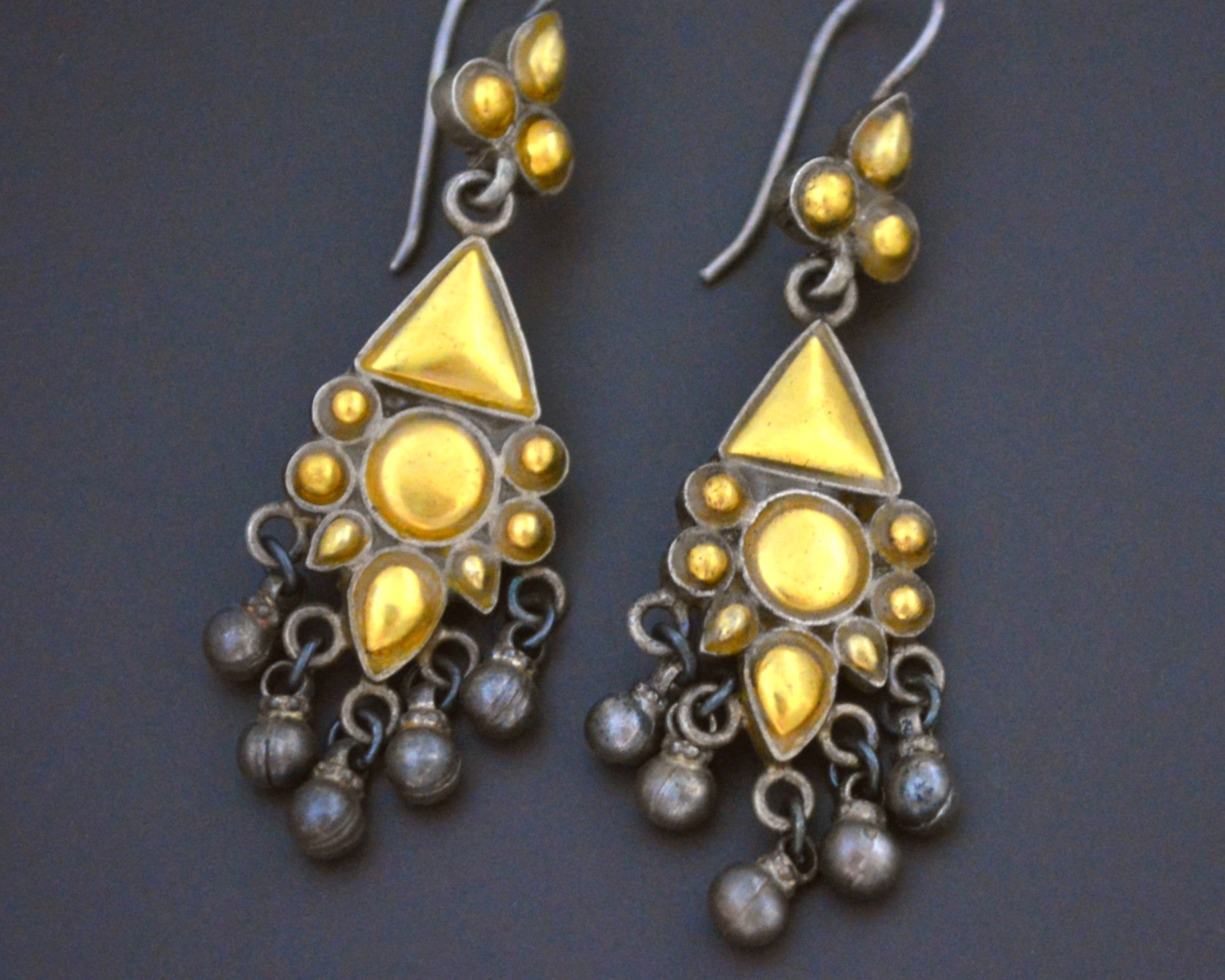 Rajasthani Silver Gilded Dangle Earrings