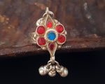 Rajasthani Flower Ring with Glass Stones and Bells - Size 9