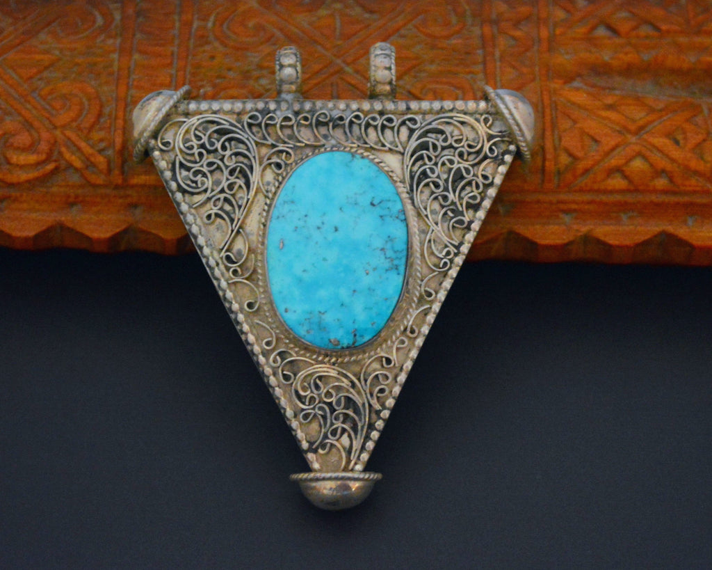 Nepali Filigree Turquoise Pendant