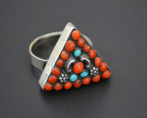 Nepali Turquoise Coral Ring - Size 9