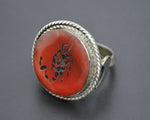 Afghani Crescent Moon Scorpion Intaglio Ring - Size 7.5
